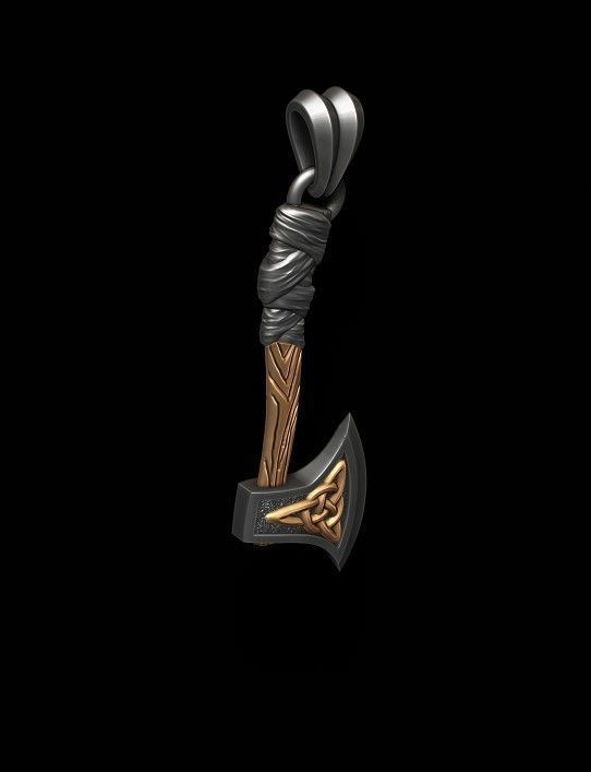 Viking axe pendant 3D print model_1