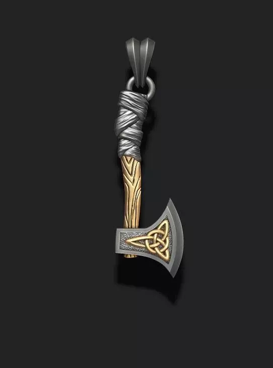 Viking axe pendant 3D print model_0