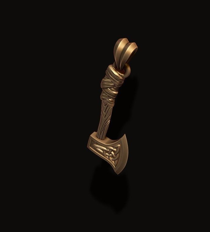 Viking axe pendant 3D print model_7