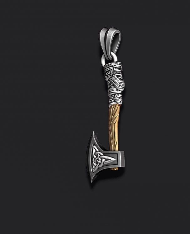 Viking axe pendant 3D print model_4