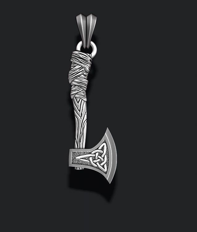 Viking axe pendant 3D print model_5