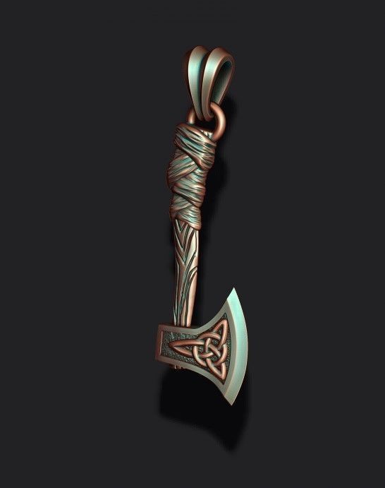 Viking axe pendant 3D print model_8
