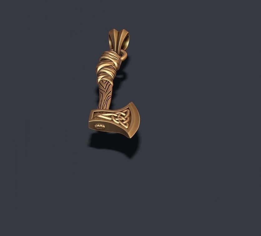 Viking axe pendant 3D print model_6
