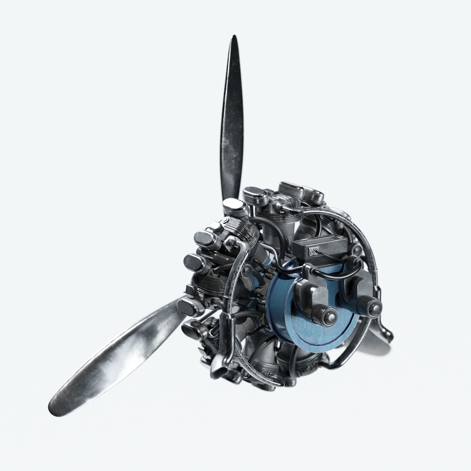 Airplane Radial Engine with Propeller 3D model CGTrader
