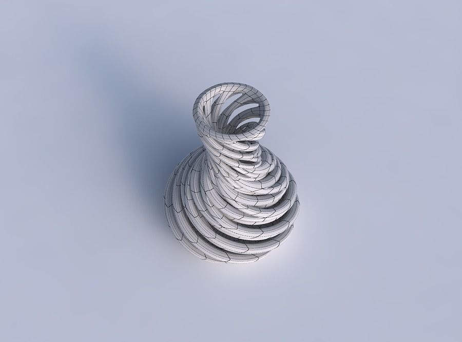 Vase curved hourglass with intertwining lines very twisted an... 3D print model_6