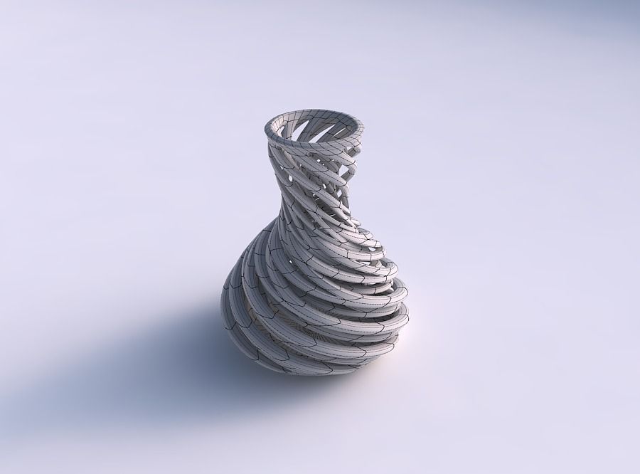 Vase curved hourglass with intertwining lines very twisted an... 3D print model_5