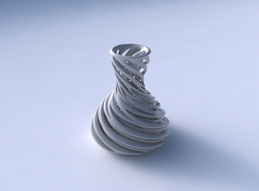 Vase curved hourglass with intertwining lines very twisted an... 3D print model_3