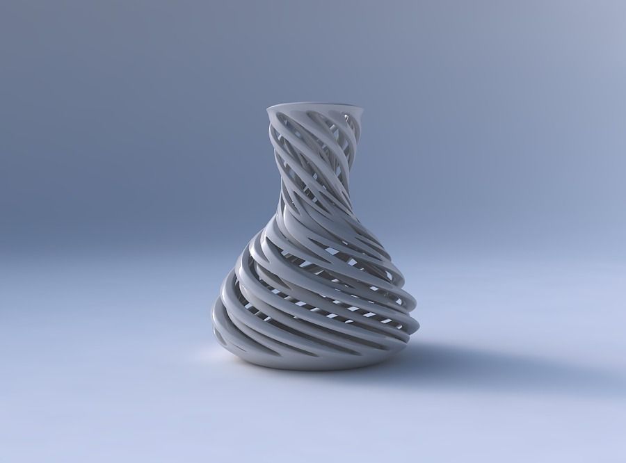 Vase curved hourglass with intertwining lines very twisted an... 3D print model_4