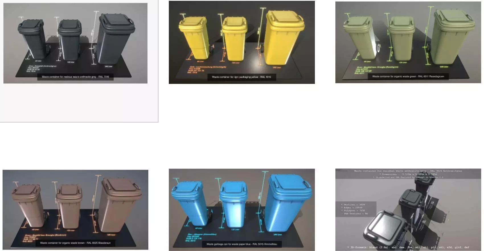 All Waste Containers Low-Poly and Game-Ready 3D Model Collection_0