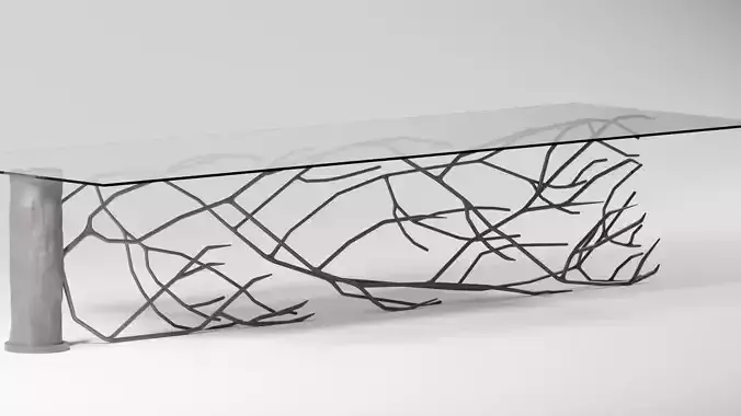 Table glass with branches