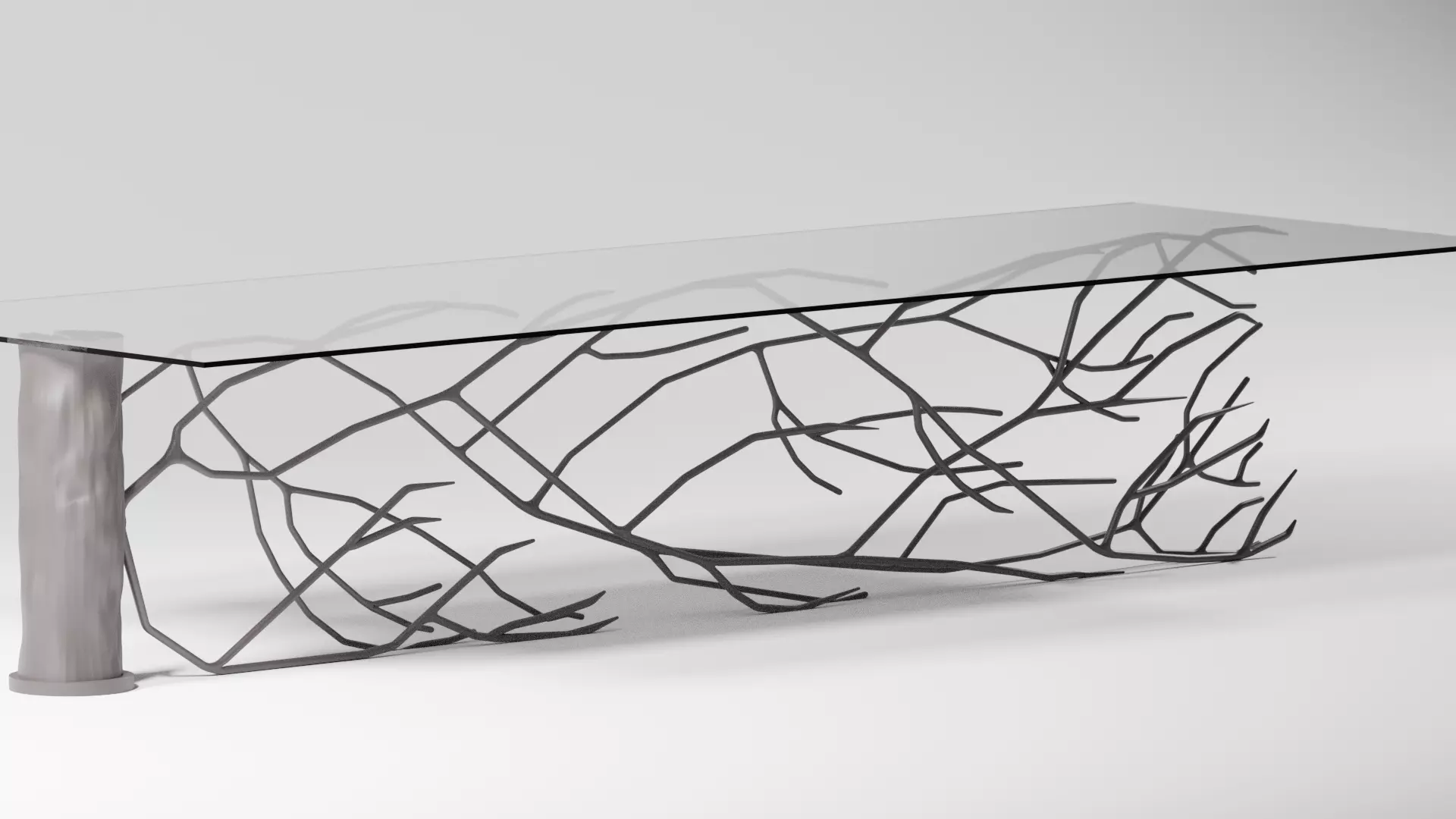 Table glass with branches Low-poly 3D model_0