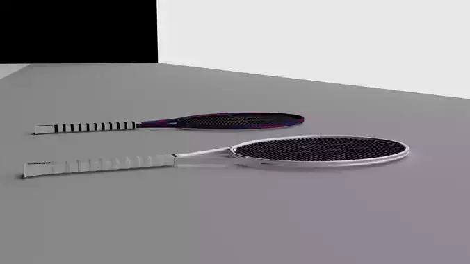 3d designing two tennis rackets on table