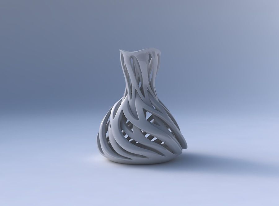 Vase curved hourglass with intertwining lines twisted and tap... 3D print model_4