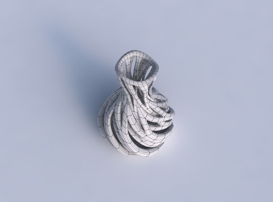 Vase curved hourglass with intertwining lines twisted and tap... 3D print model_6