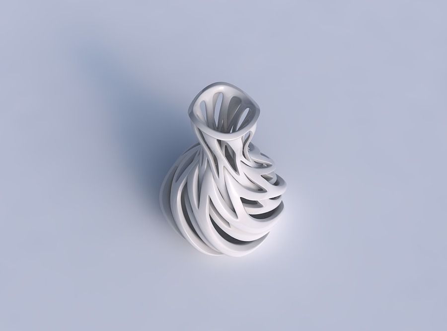 Vase curved hourglass with intertwining lines twisted and tap... 3D print model_1