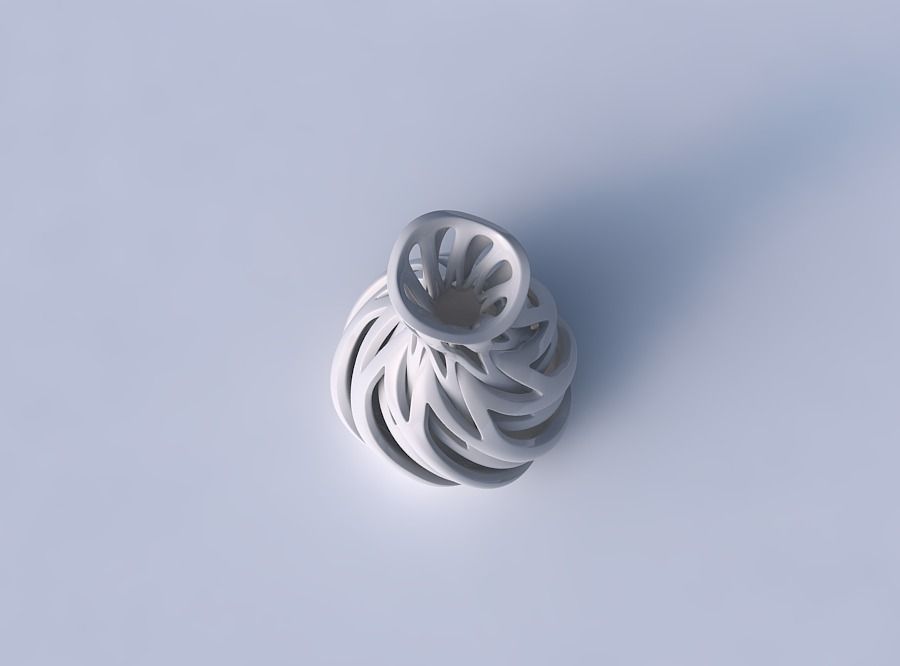 Vase curved hourglass with intertwining lines twisted and tap... 3D print model_2