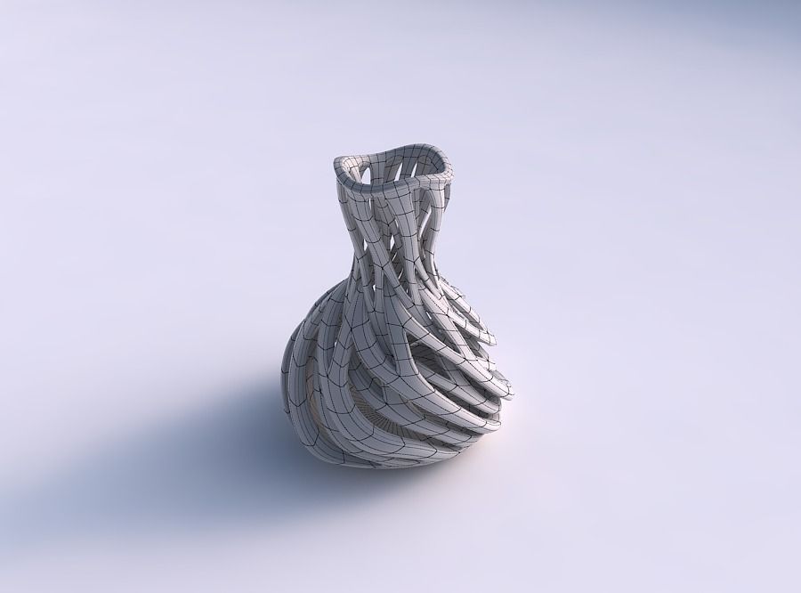 Vase curved hourglass with intertwining lines twisted and tap... 3D print model_5