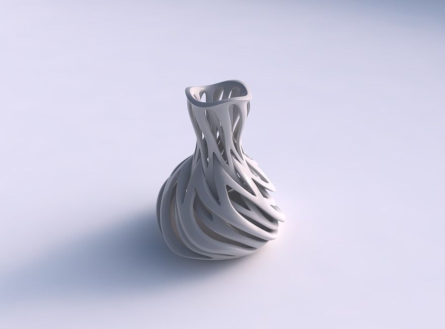 Vase curved hourglass with intertwining lines twisted and tap... 3D print model_0