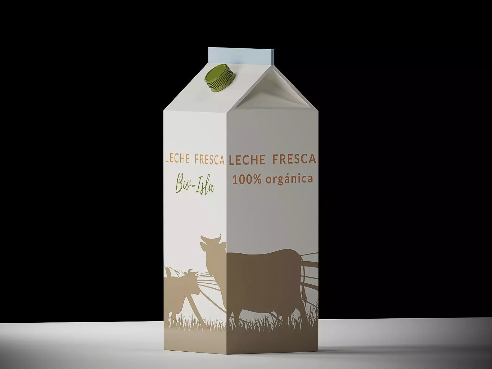 Milk 1000ml cardboard box packaging with cap slim 3D model Free low-poly 3D model_0