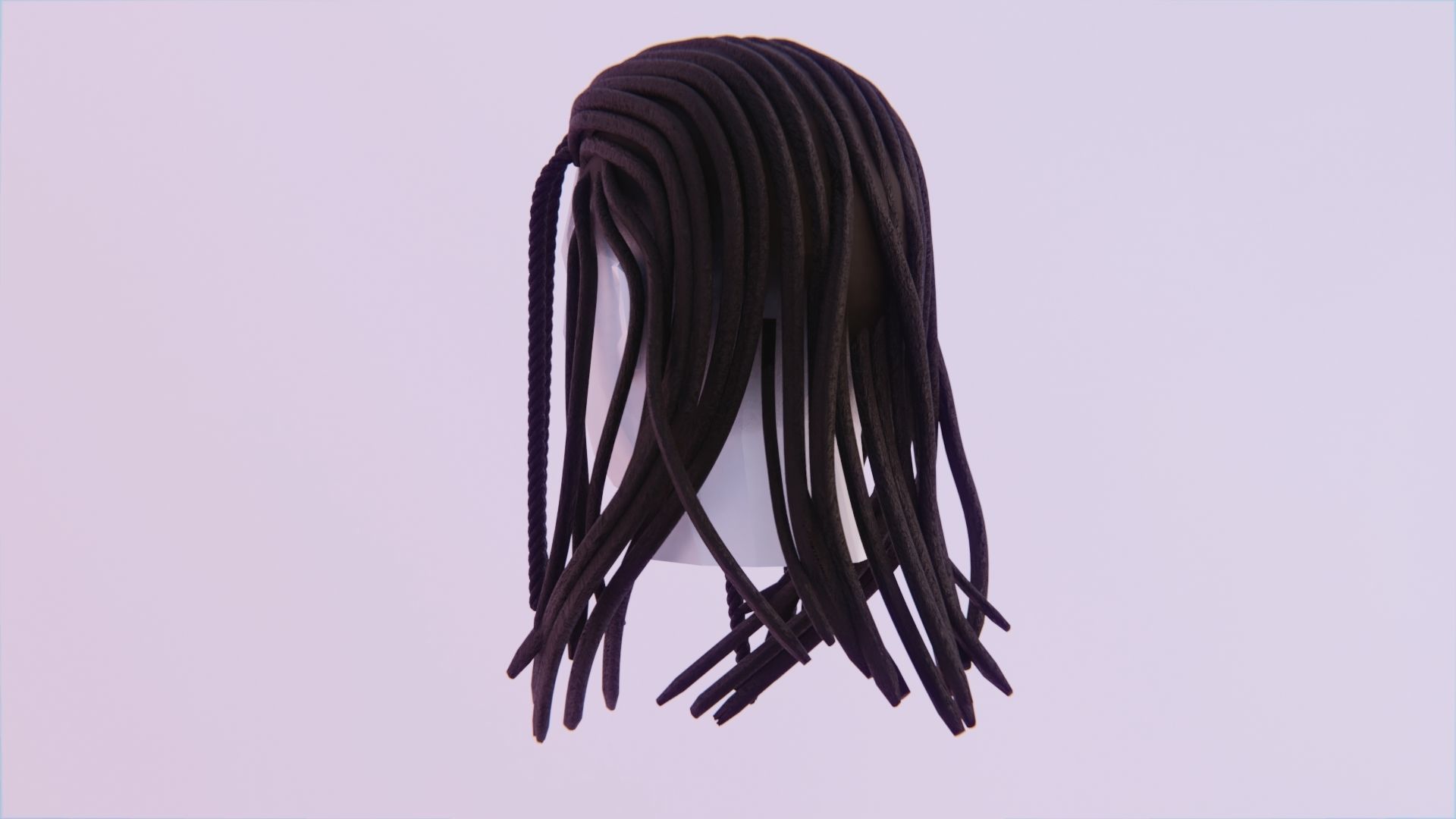 Long Dreads Style 1 - Part Braided  Low-poly 3D model_2