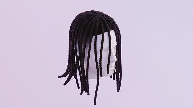 Long Dreads Style 2 - Fully Braided Low-poly 3D model