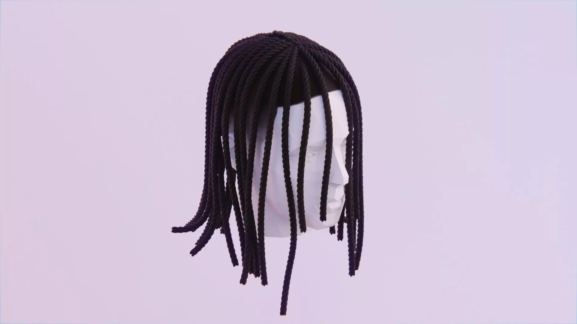 Long Dreads Style 2 - Fully Braided Low-poly 3D model_0