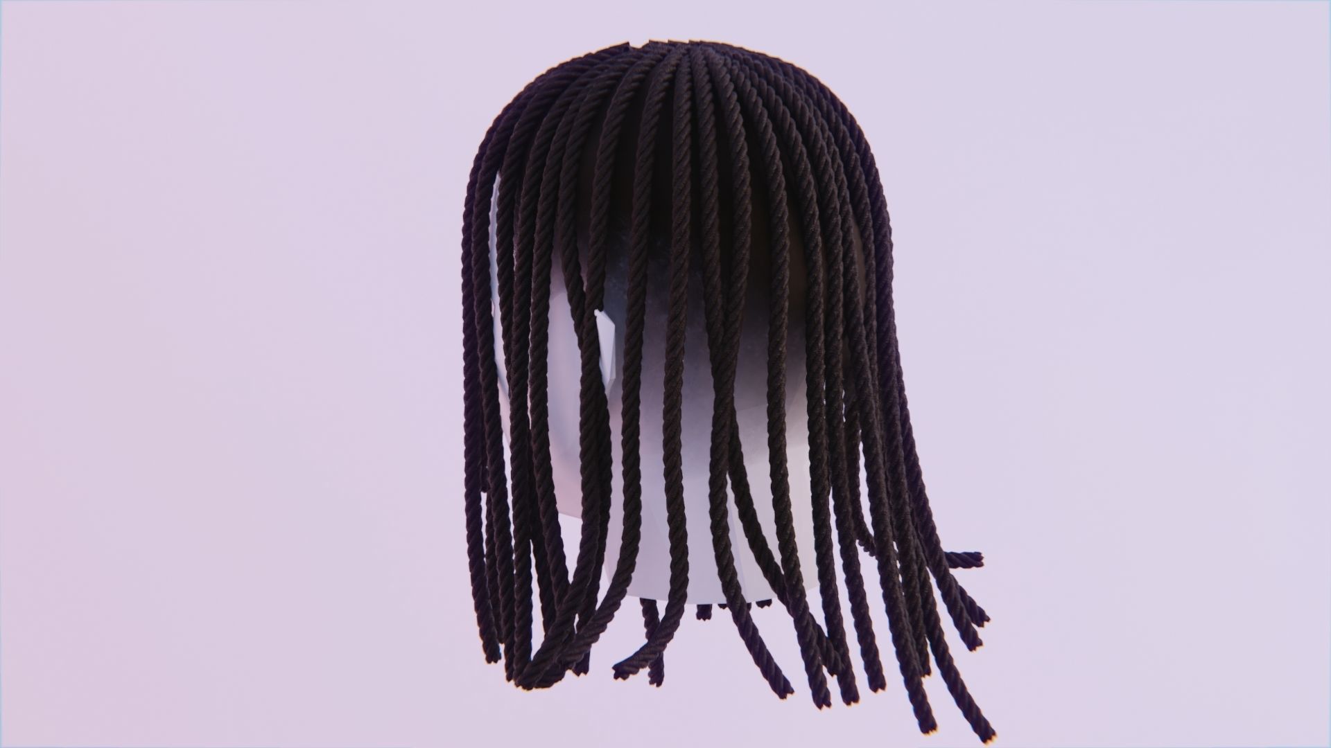 Long Dreads Style 2 - Fully Braided Low-poly 3D model_2