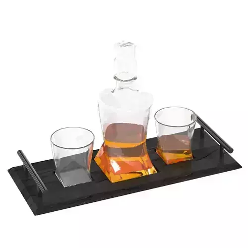 Quadro Whisky Decanter Gift Set and Handmade Slate Tray