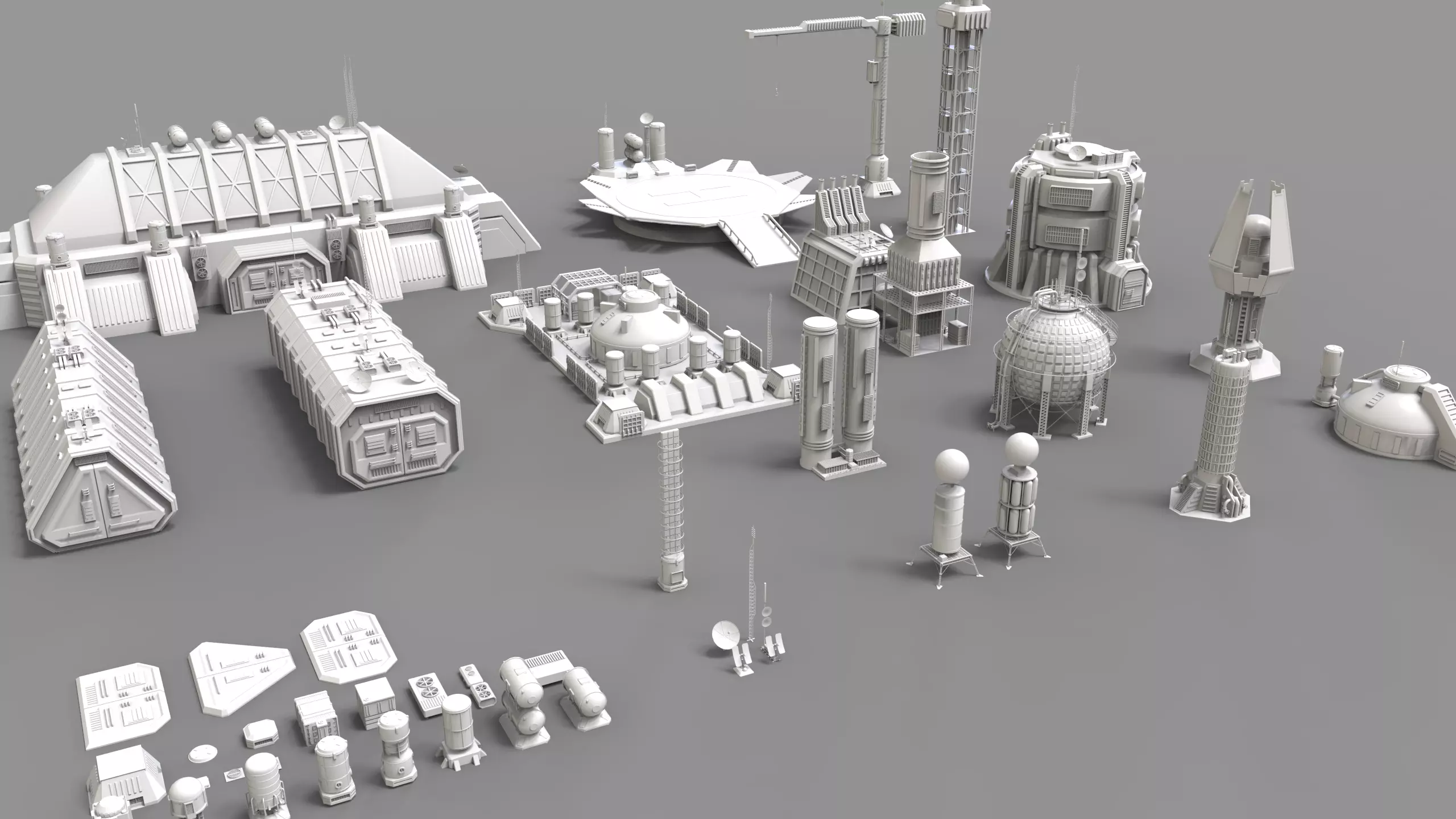 sci fi industrial objects 3D model_0