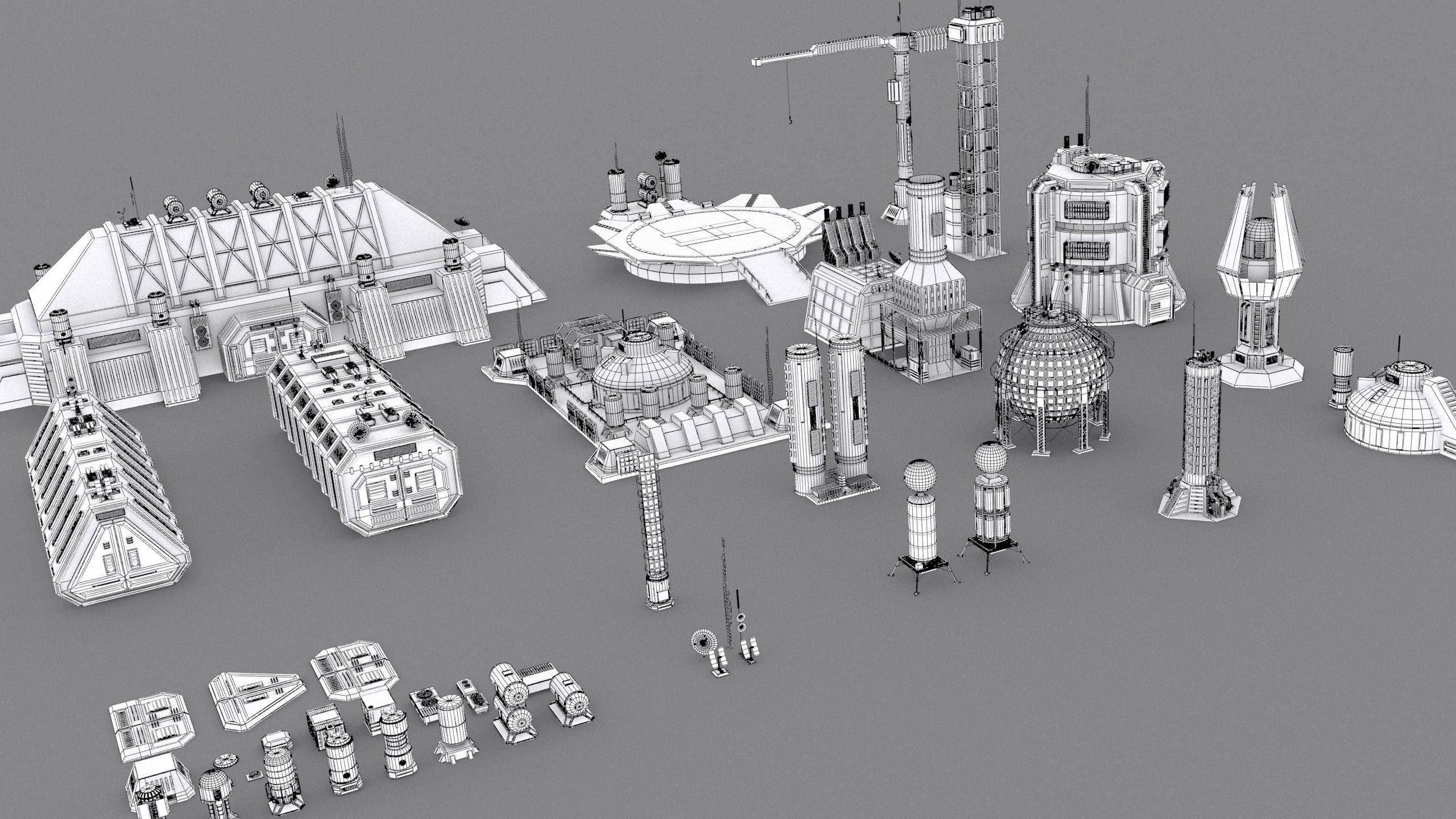 sci fi industrial objects 3D model_1
