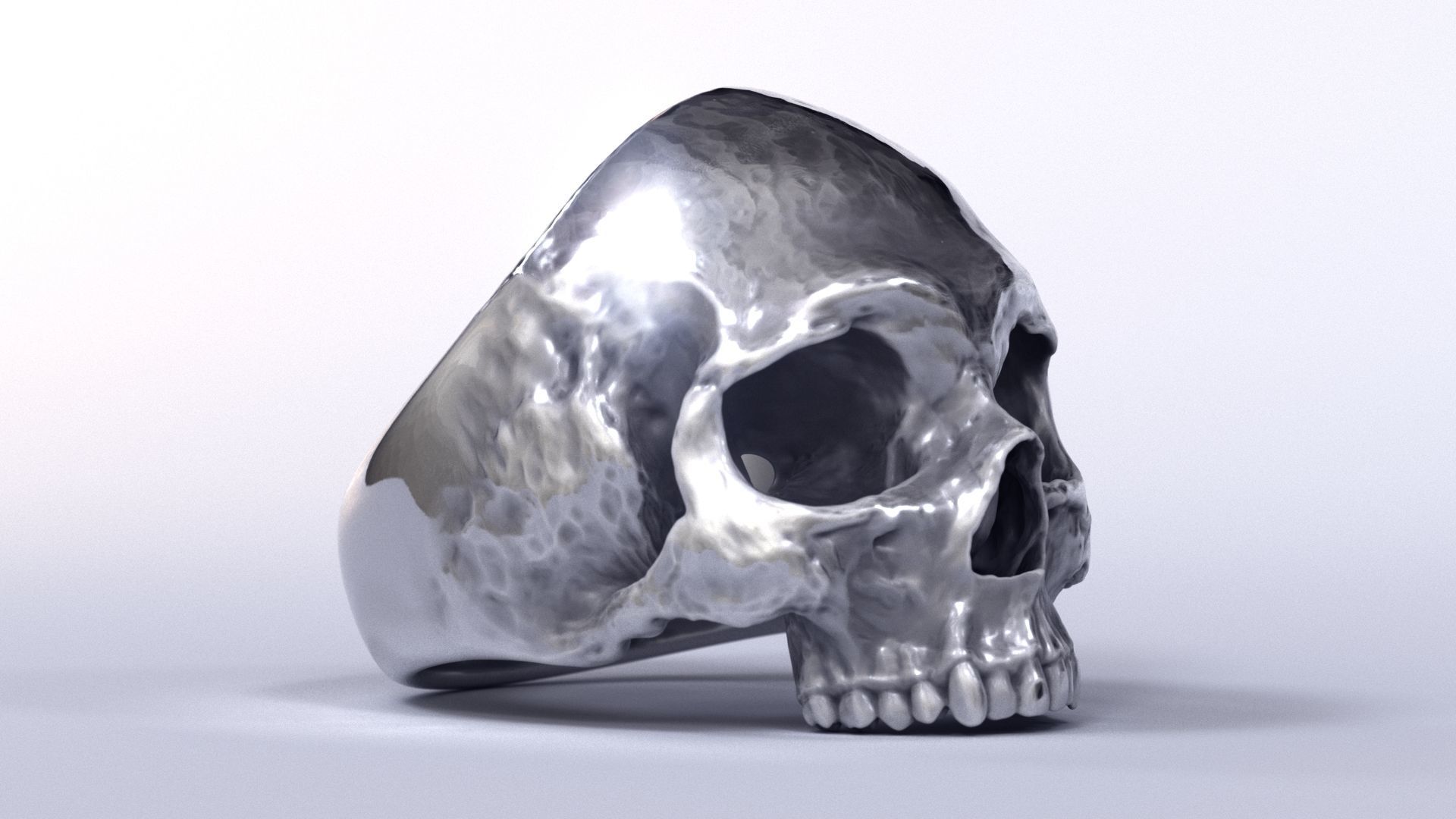 Human Skull Ring Printable 3D Model 3D print model_10
