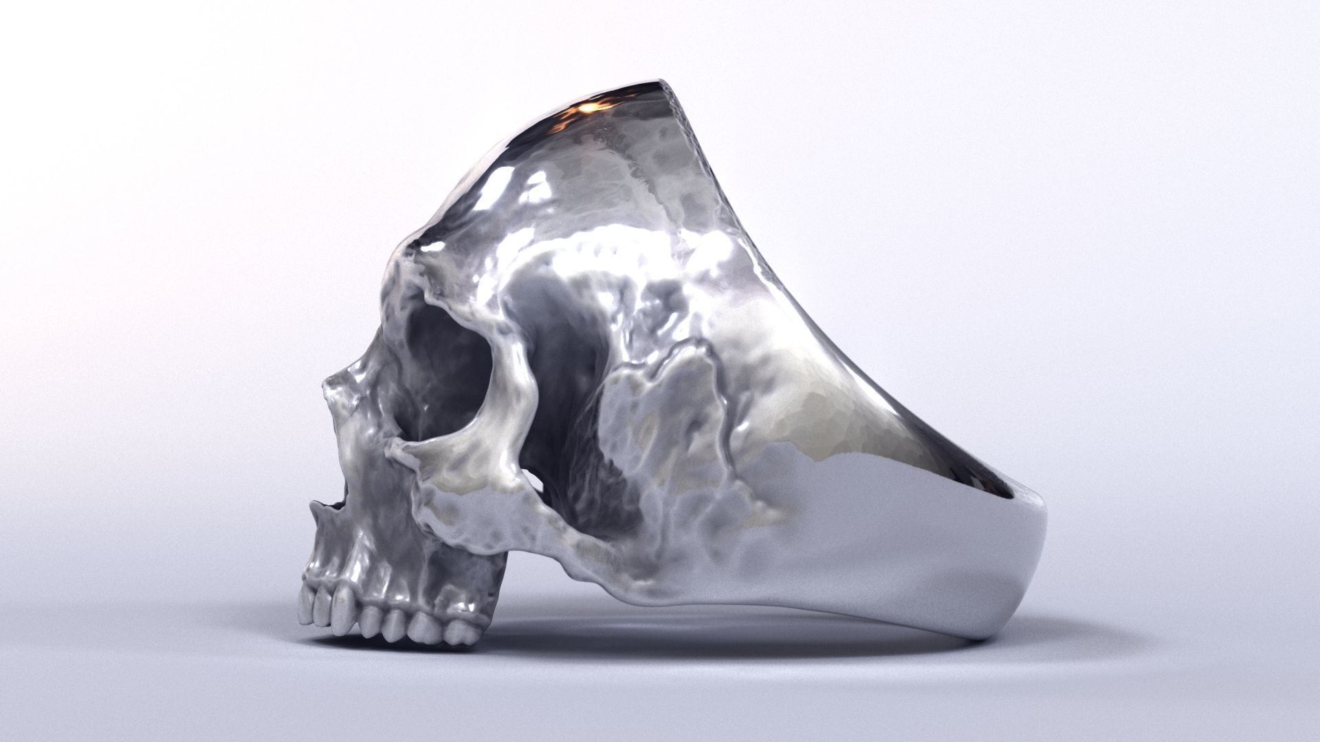 Human Skull Ring Printable 3D Model 3D print model_5