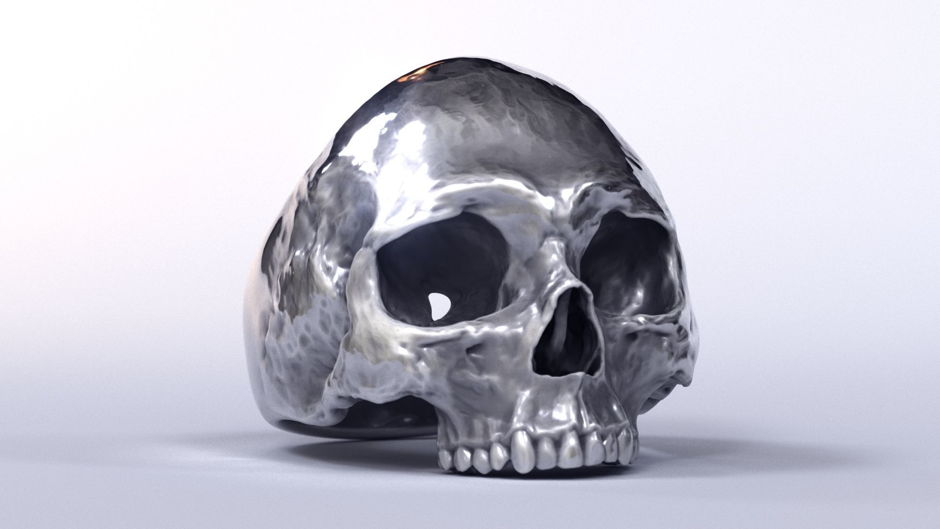 Human Skull Ring Printable 3D Model 3D print model_4