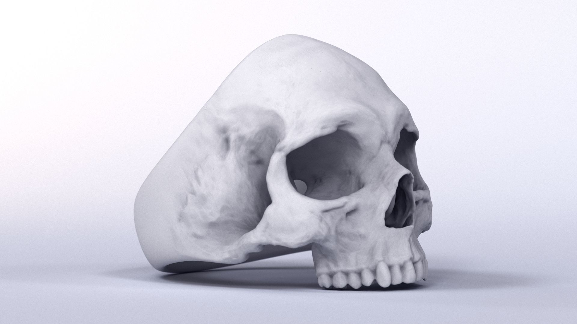 Human Skull Ring Printable 3D Model 3D print model_15