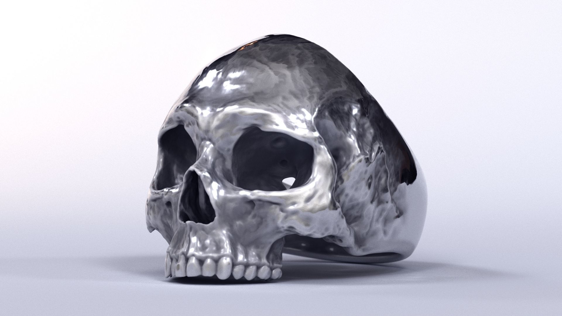 Human Skull Ring Printable 3D Model 3D print model_12