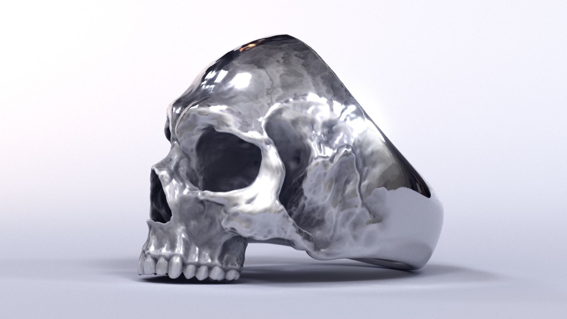 Human Skull Ring Printable 3D Model 3D print model_9