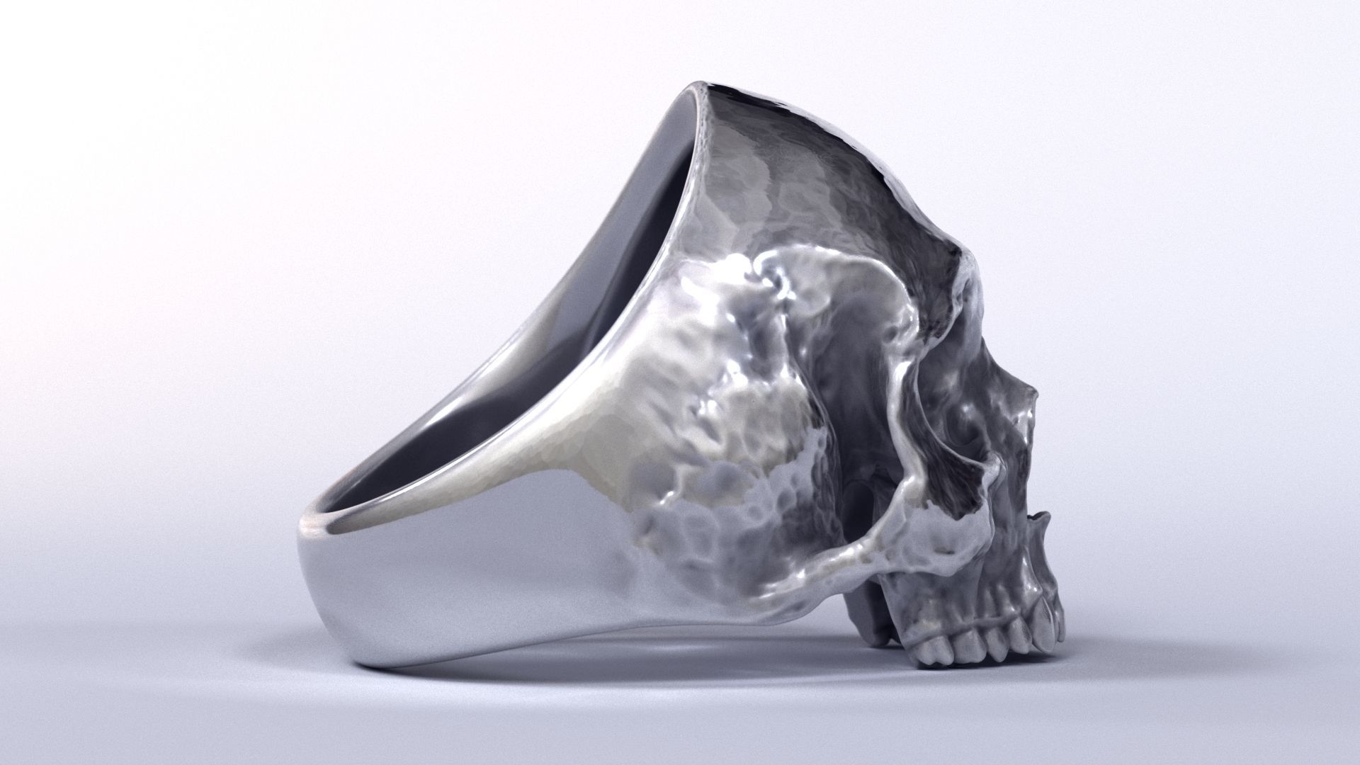 Human Skull Ring Printable 3D Model 3D print model_6