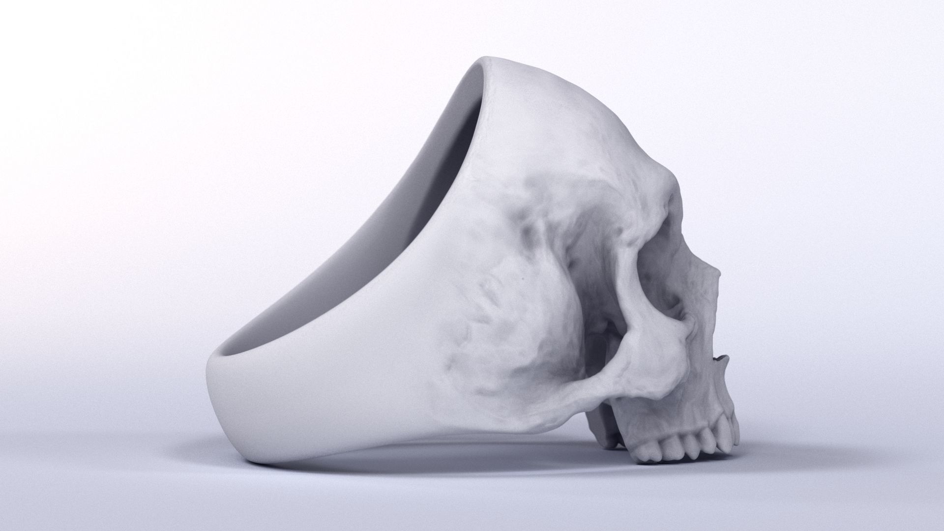 Human Skull Ring Printable 3D Model 3D print model_16