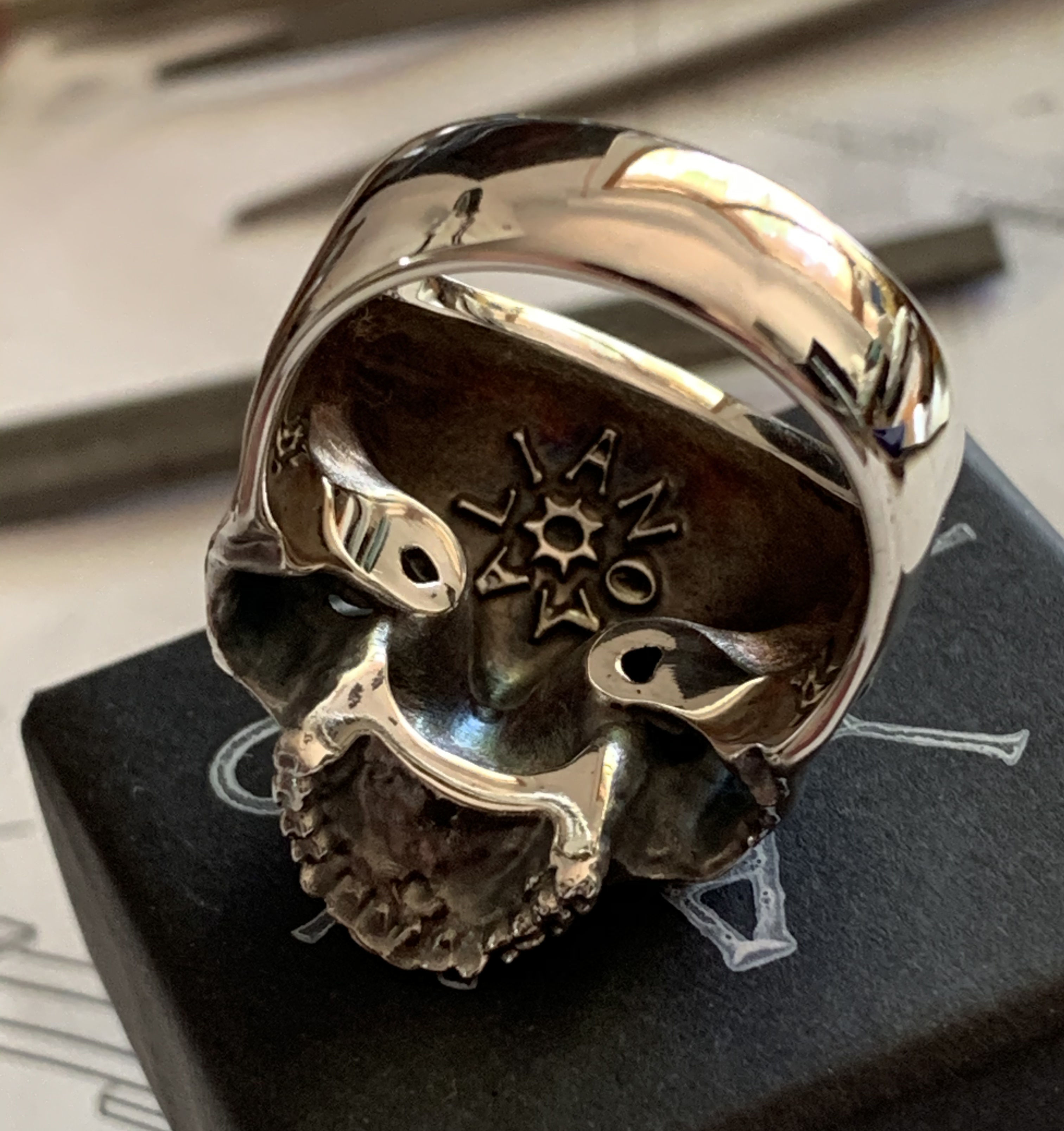 Human Skull Ring Printable 3D Model 3D print model_2
