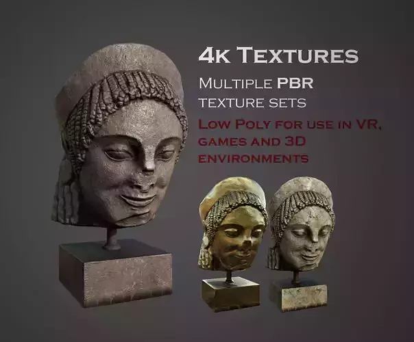 Head of a Greek Kore  Low-poly 3D model