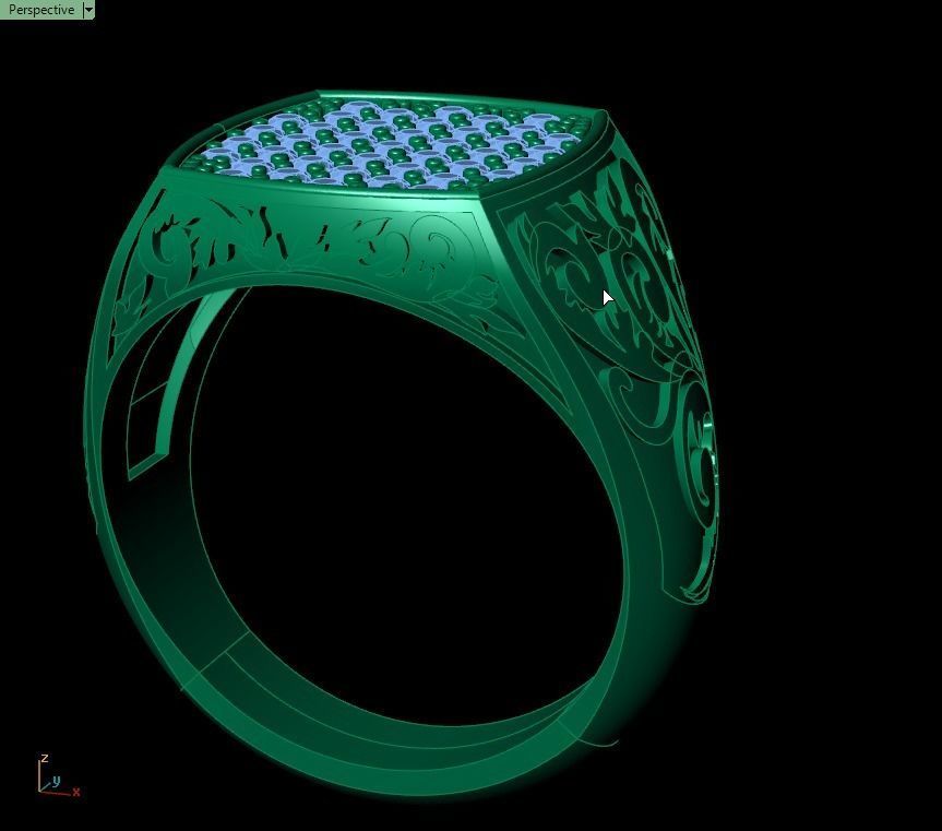 men floral ring 3D print model_11