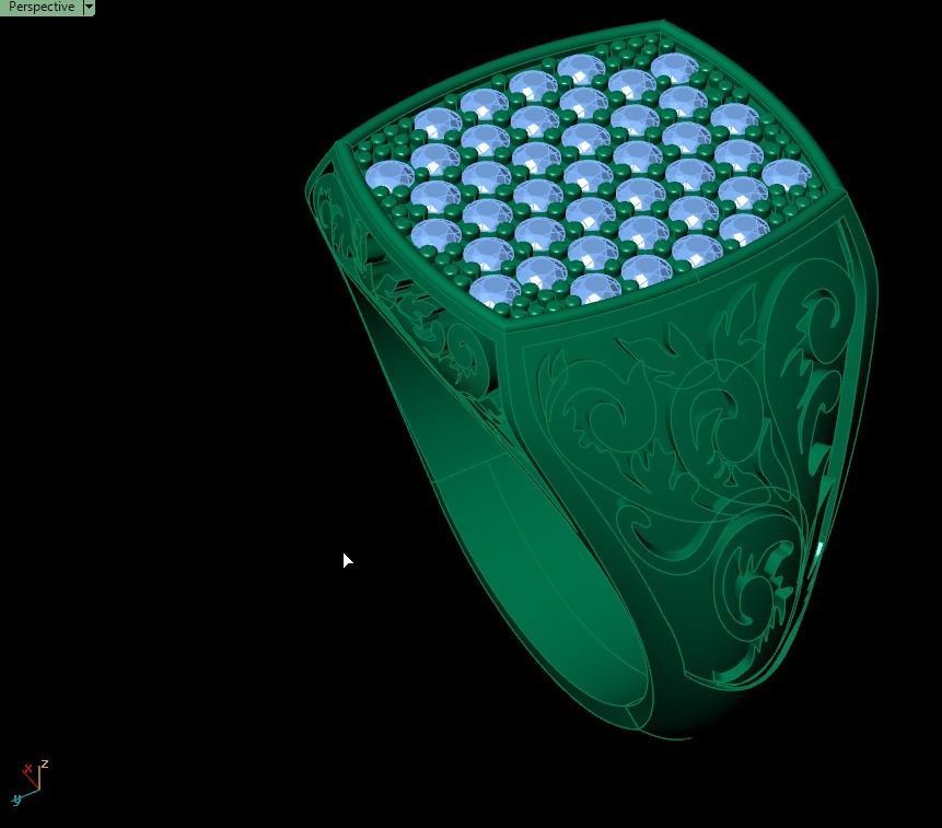 men floral ring 3D print model_9