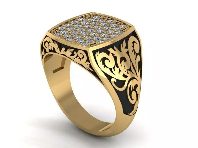 men floral ring 3D print model_0