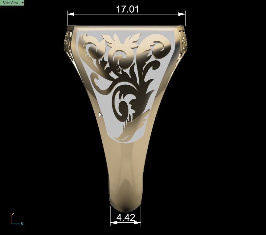 men floral ring 3D print model_8