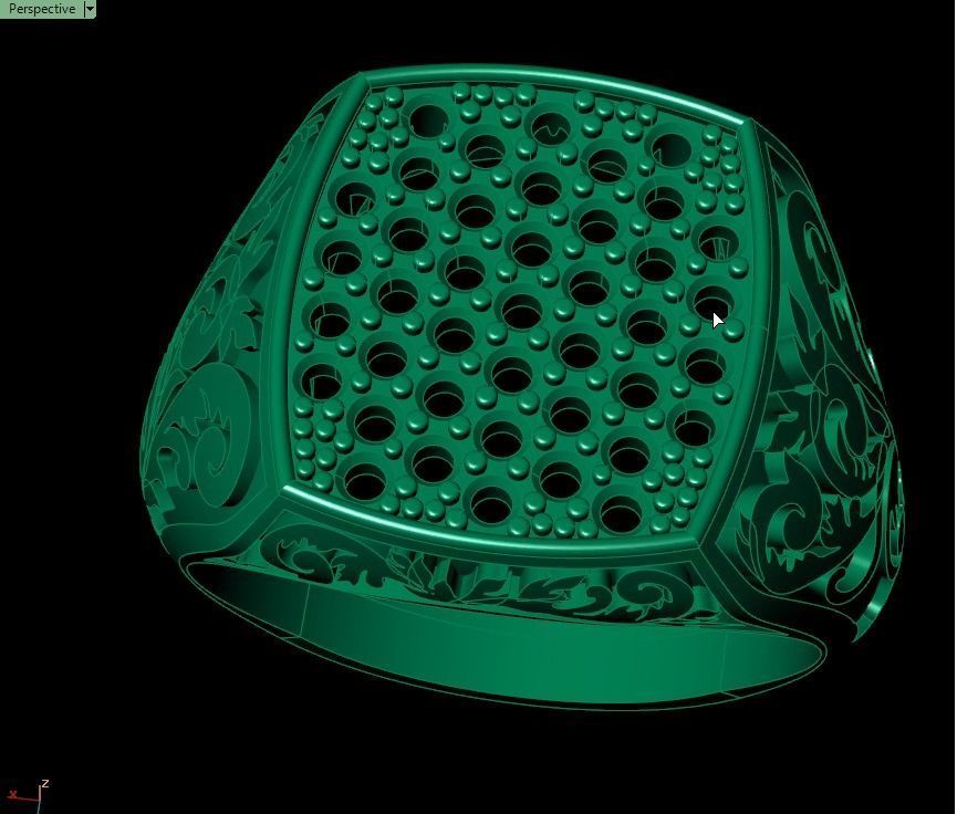 men floral ring 3D print model_7