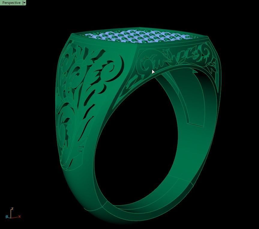 men floral ring 3D print model_5