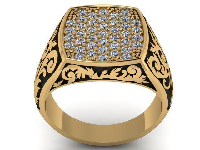 men floral ring 3D print model_1