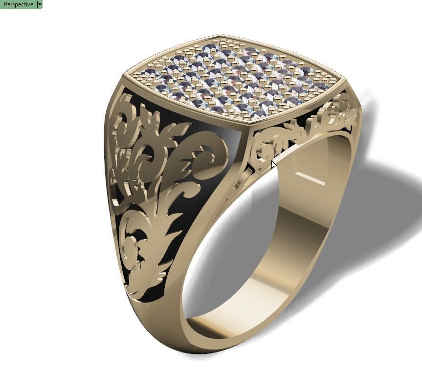 men floral ring 3D print model_14