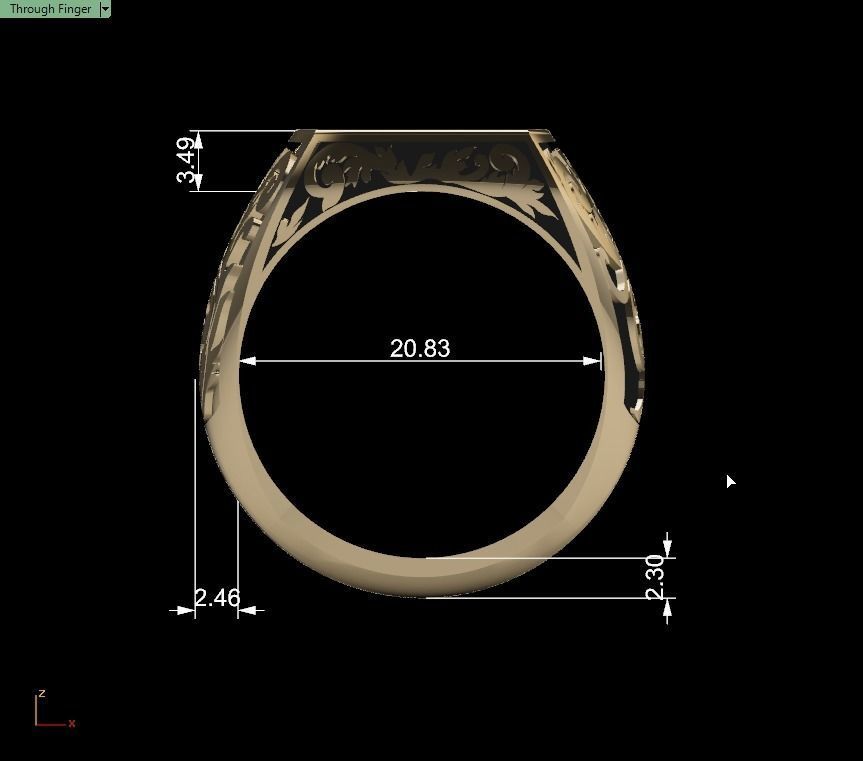 men floral ring 3D print model_10