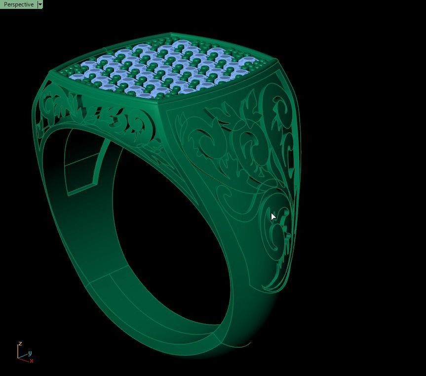 men floral ring 3D print model_3